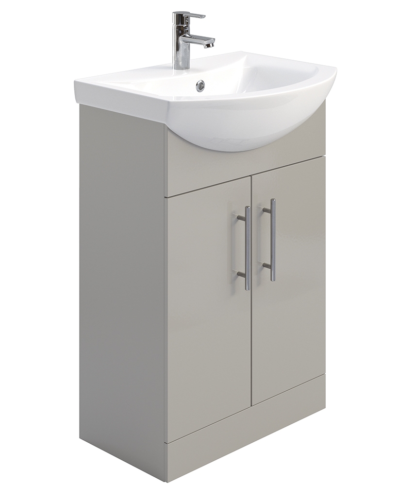 Belmont Light Grey Gloss 55 Floor Standing 2 Door Vanity Unit