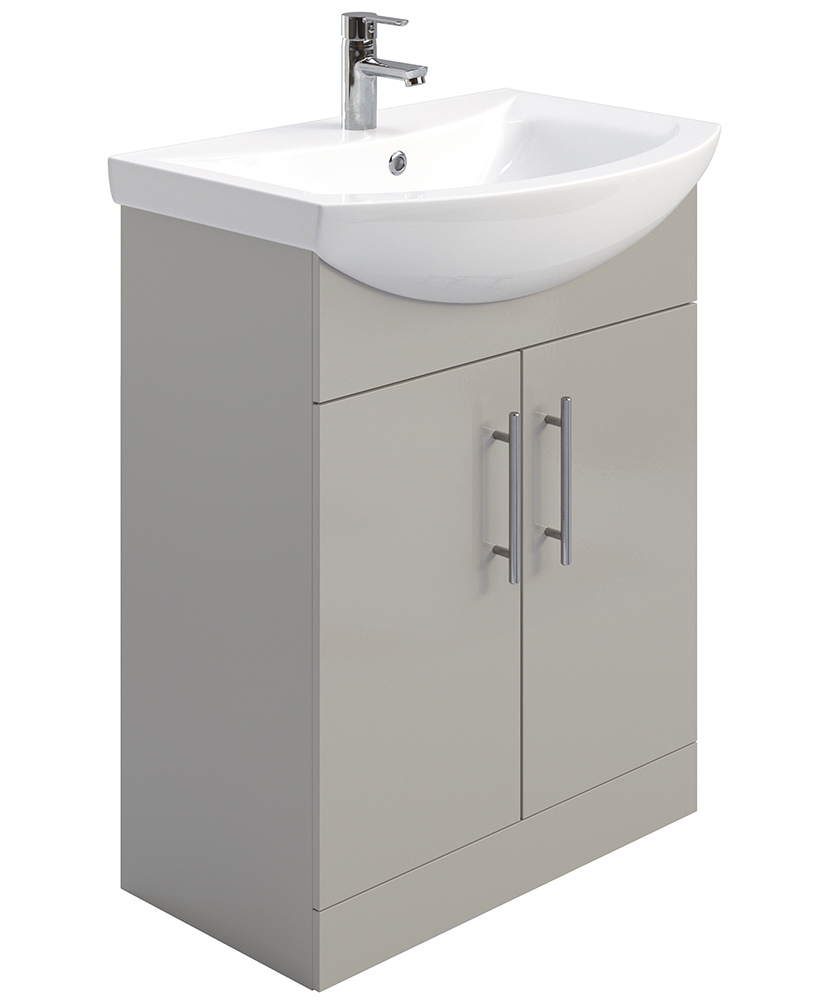 Belmont Light Grey Gloss 65 Floor Standing 2 Door Vanity Unit