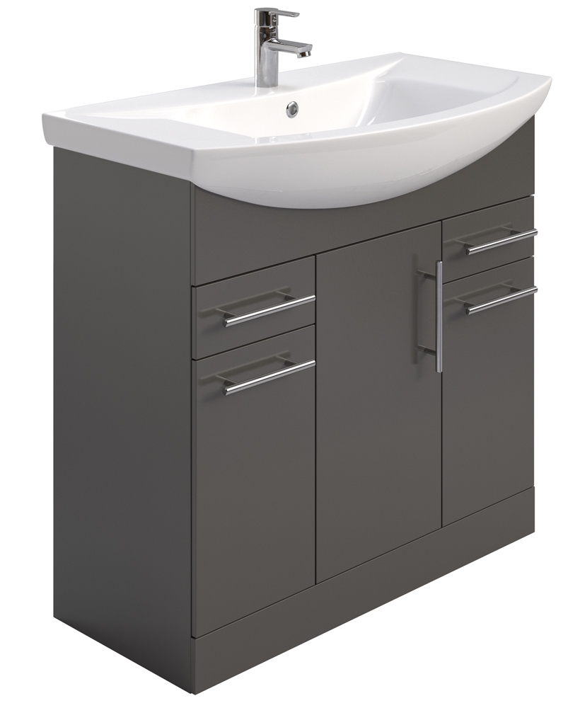 Belmont Gloss Grey 85cm Vanity Unit