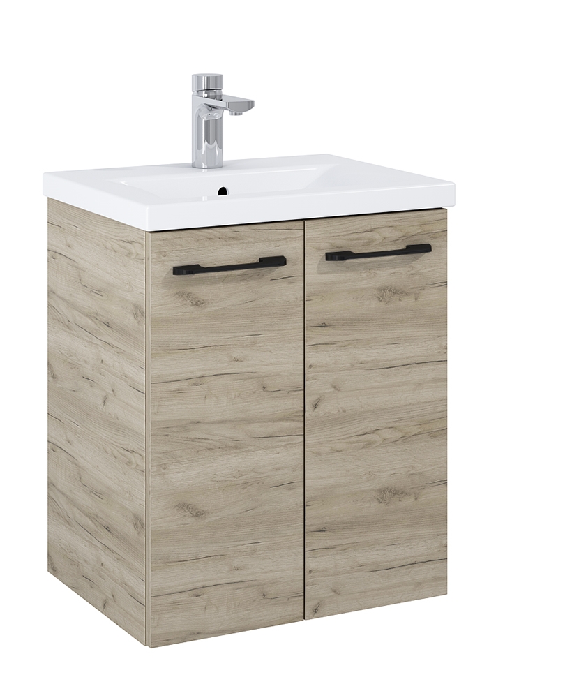 Otto Plus Craft Oak 60cm 2 Door Wall Hung Vanity Unit - D39cm