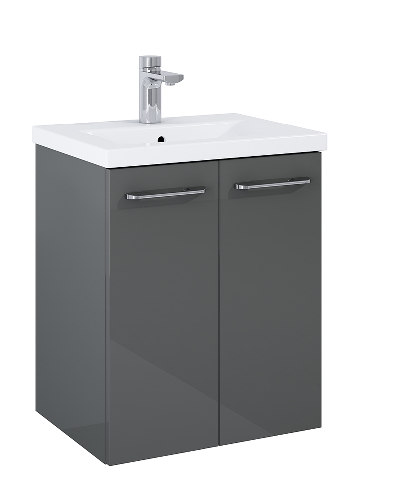 Otto Plus Gloss Grey 50cm 2 Door Wall Hung Vanity Unit - D39cm