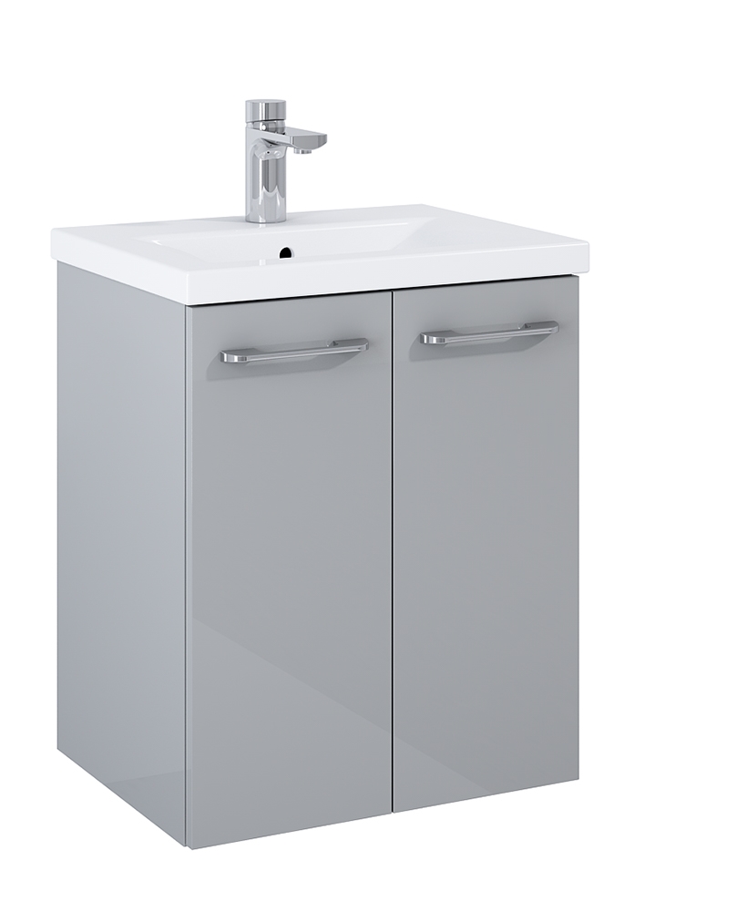 Otto Plus Gloss Light Grey 50cm 2 Door Wall Hung Vanity Unit - D39cm