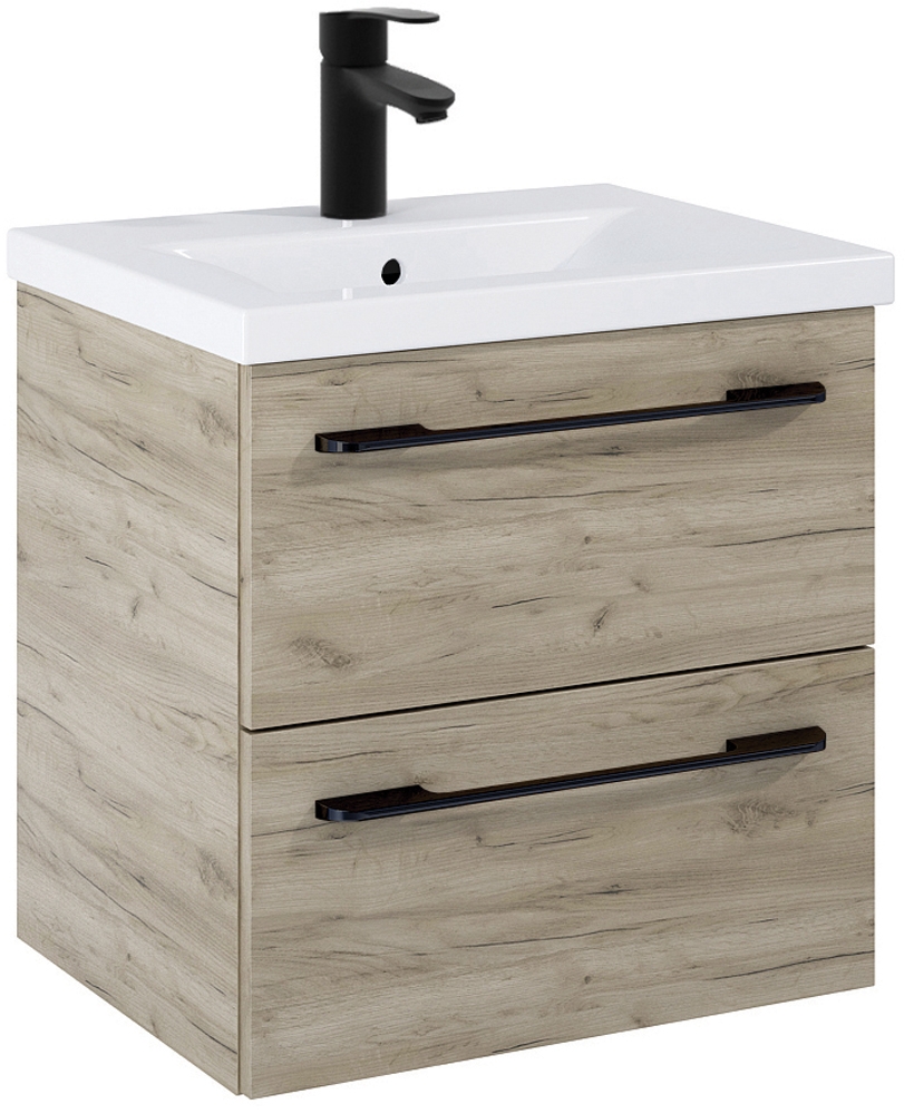 Otto Plus Craft Oak 50cm 2 Drawer Wall Hung Vanity Unit - D39cm