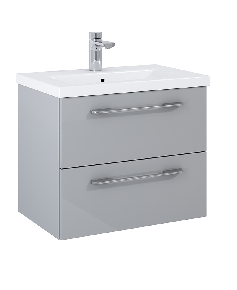 Otto Plus Gloss Light Grey 50cm 2 Drawer Wall Hung Vanity Unit - D39cm