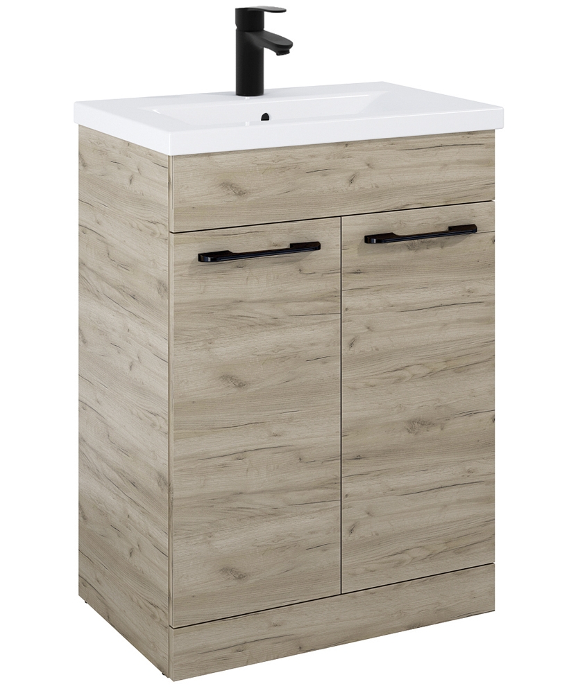 Otto Plus Craft Oak 50cm Floor Standing  2 Door Vanity Unit -D39cm