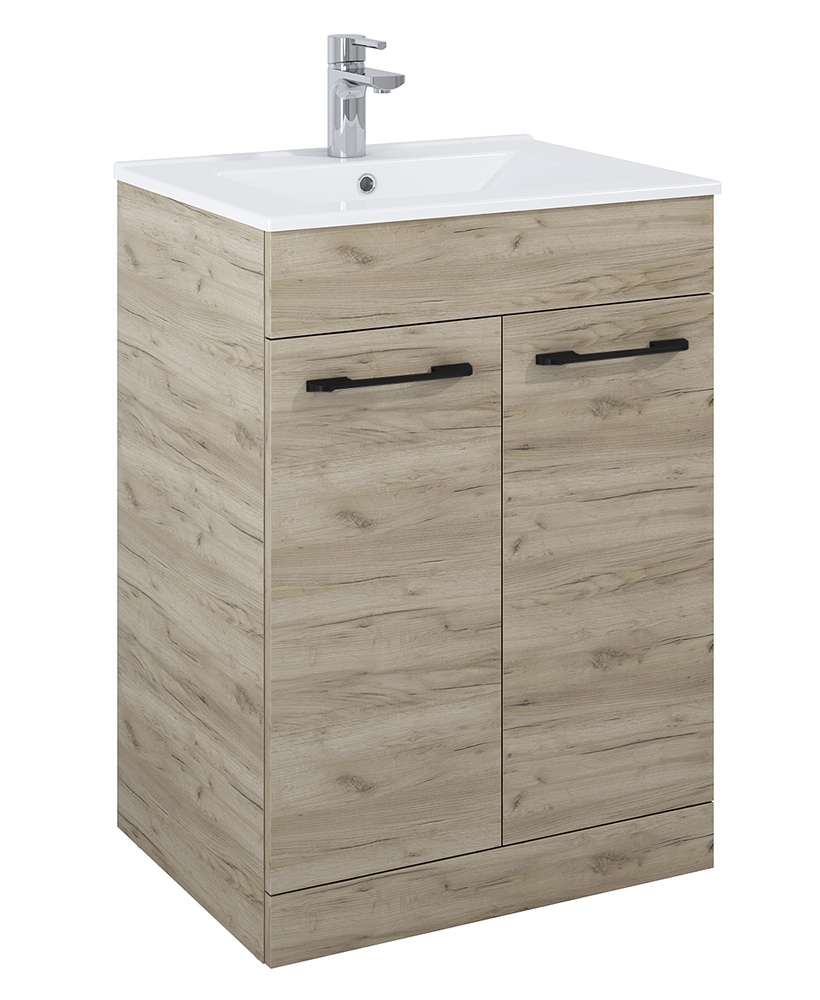 Otto Plus Craft Oak 60cm Floor Standing 2 Door Vanity Unit