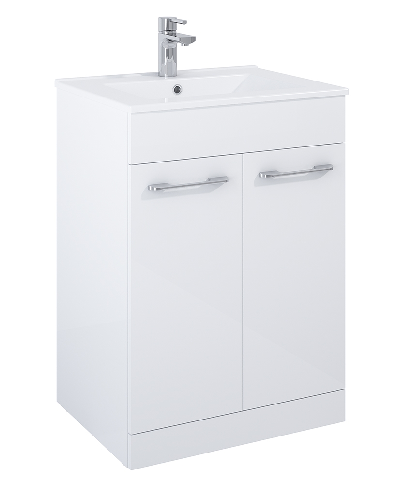 Otto Plus Gloss White 60cm Floor Standing 2 Door Vanity Unit