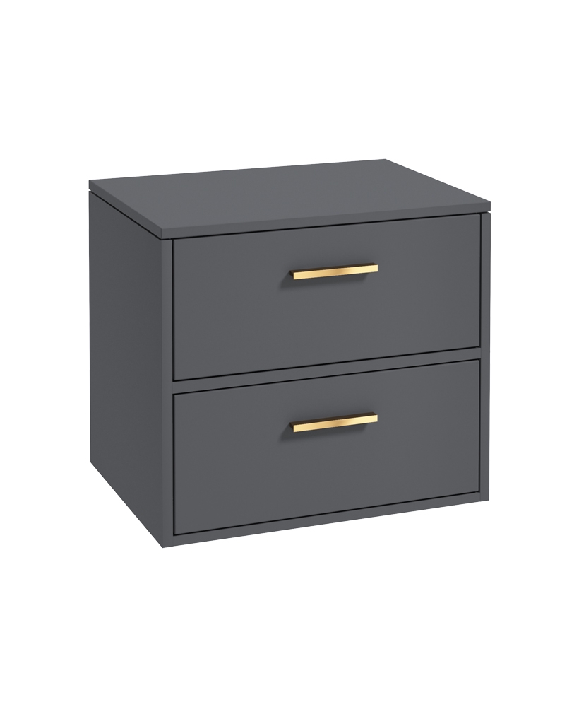 Finland 60cm Unit with Counter Top Gold Handle Matt Midnight Grey