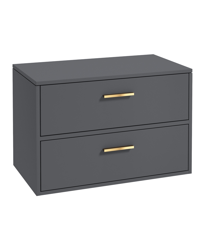 Finland 80cm Unit with Counter Top Gold Handle Matt Midnight Grey