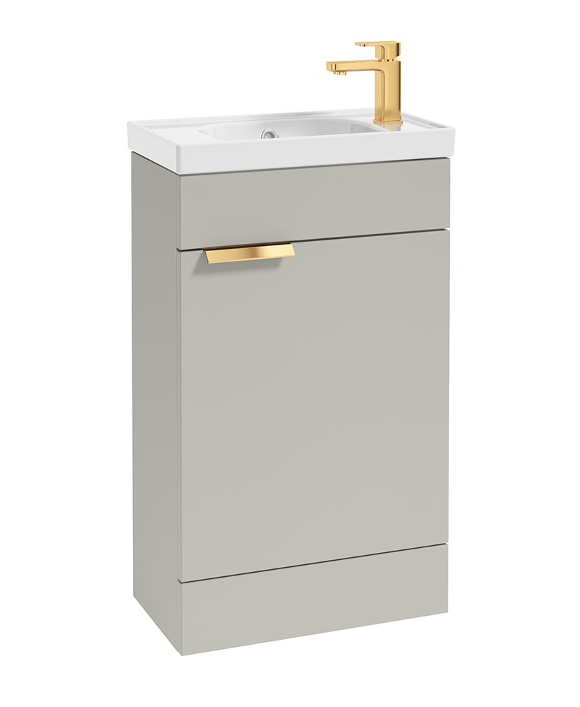 Stockholm 50cm Floor Standing Cloakroom Unit Gold Handle Matt Arctic Grey