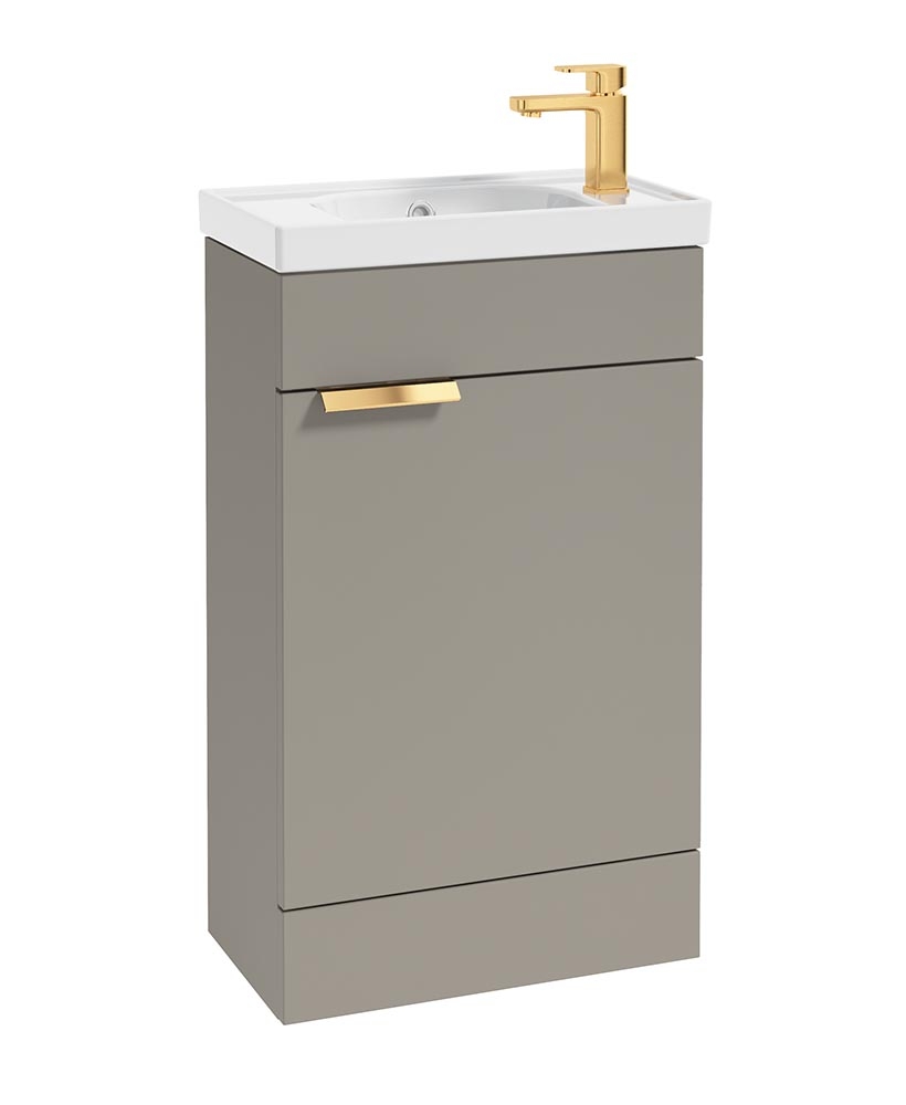 Stockholm 50cm Floor Standing Cloakroom Unit Gold Handle Matt Khaki