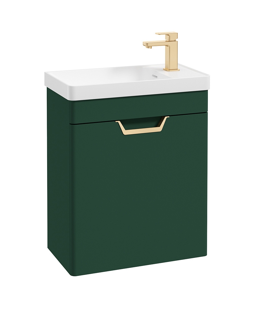 Freya 55cm 1 Door Cloakroom Wall Hung Vanity Unit Matt Wreath Green-Gold Handle