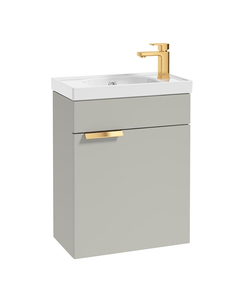 Stockholm 50cm Wall Hung Cloakroom Unit Gold Handle Matt Arctic Grey