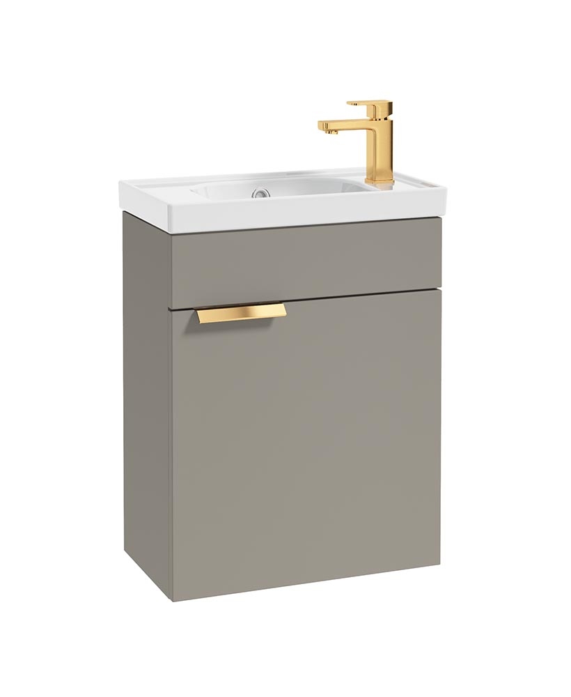 Stockholm 50cm Wall Hung Cloakroom Unit Gold Handle Matt Khaki