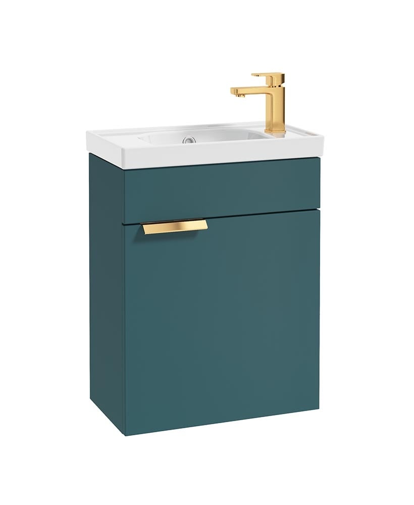 Stockholm 50cm Wall Hung Cloakroom Unit Gold Handle Matt Ocean Blue