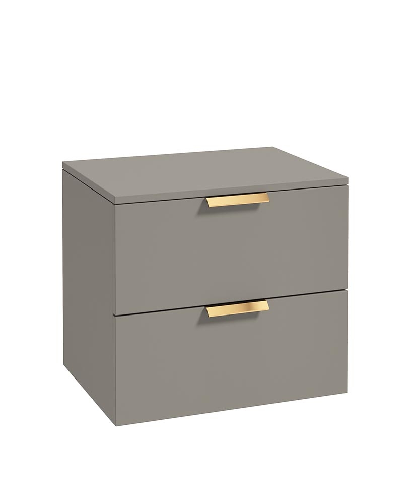 Stockholm 60cm Unit with Counter Top Gold Handle Matt Khaki