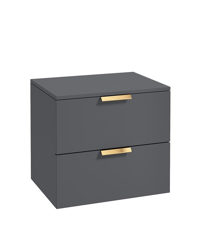 Stockholm 60cm Unit with Counter Top Gold Handle Matt Midnight Grey