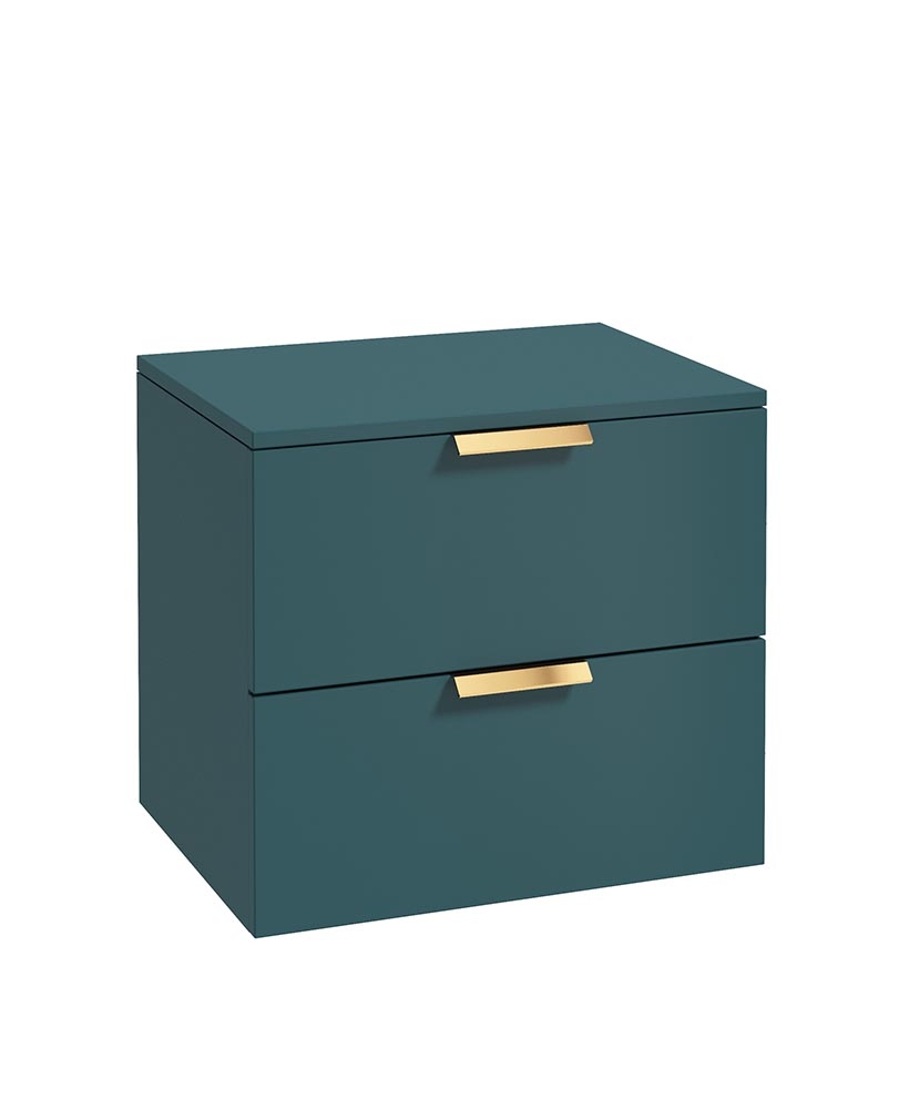 Stockholm 60cm Unit with Counter Top Gold Handle Matt Ocean Blue