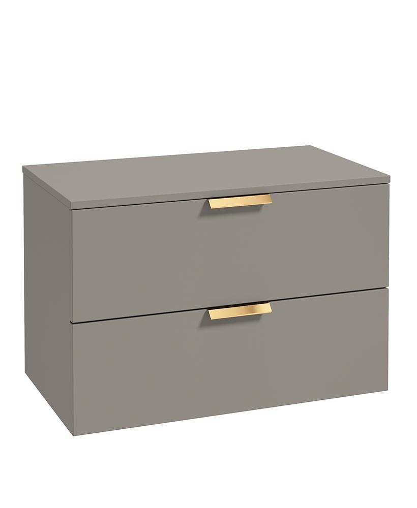 Stockholm 80cm Unit with Counter Top Gold Handle Matt Khaki