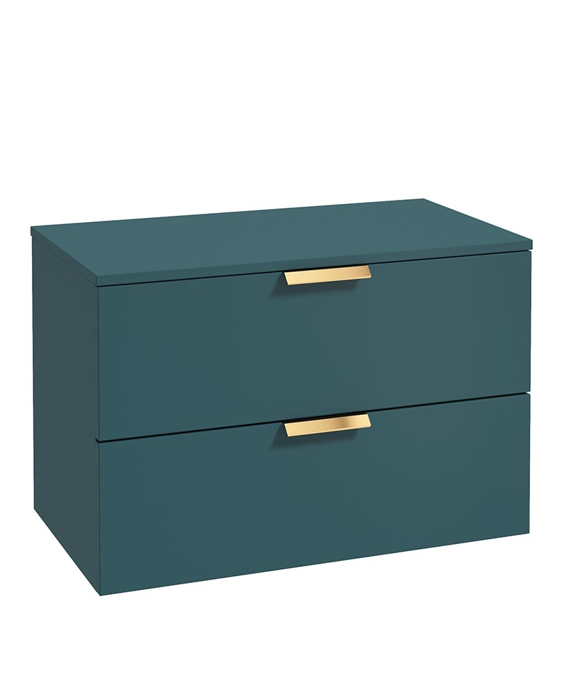 Stockholm 80cm Unit with Counter Top Gold Handle Matt Ocean Blue