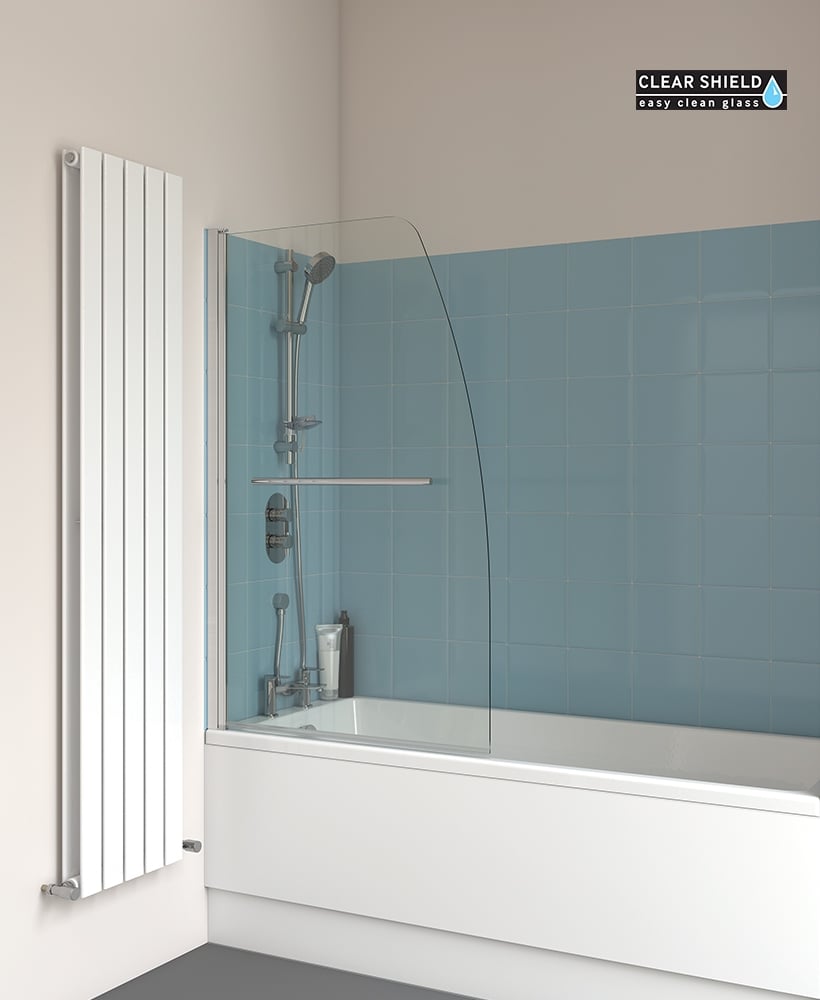 Lunar SB3 Radius Bathscreen With Towel Rail L950 x H1400