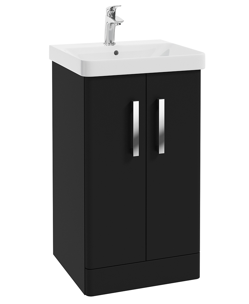 Odeon Black Matt 50cm Floor Standing 2 Door Vanity Unit