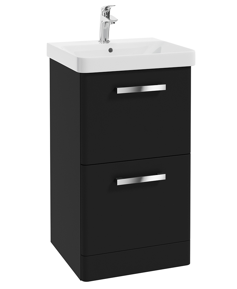 Odeon Black Matt 50cm Floor Standing 2 Drawer Vanity Unit