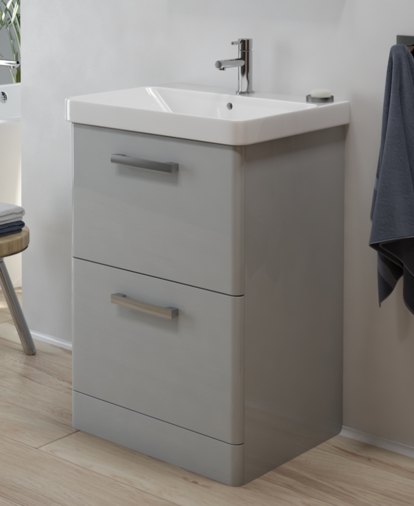 Odeon Cool Grey 600mm 2 Drawer Vanity Unit & Basin