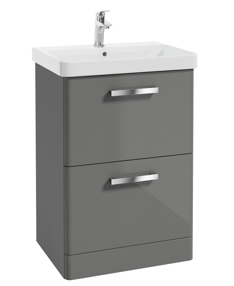 Odeon Steel Grey 600mm 2 Drawer Vanity Unit & Basin