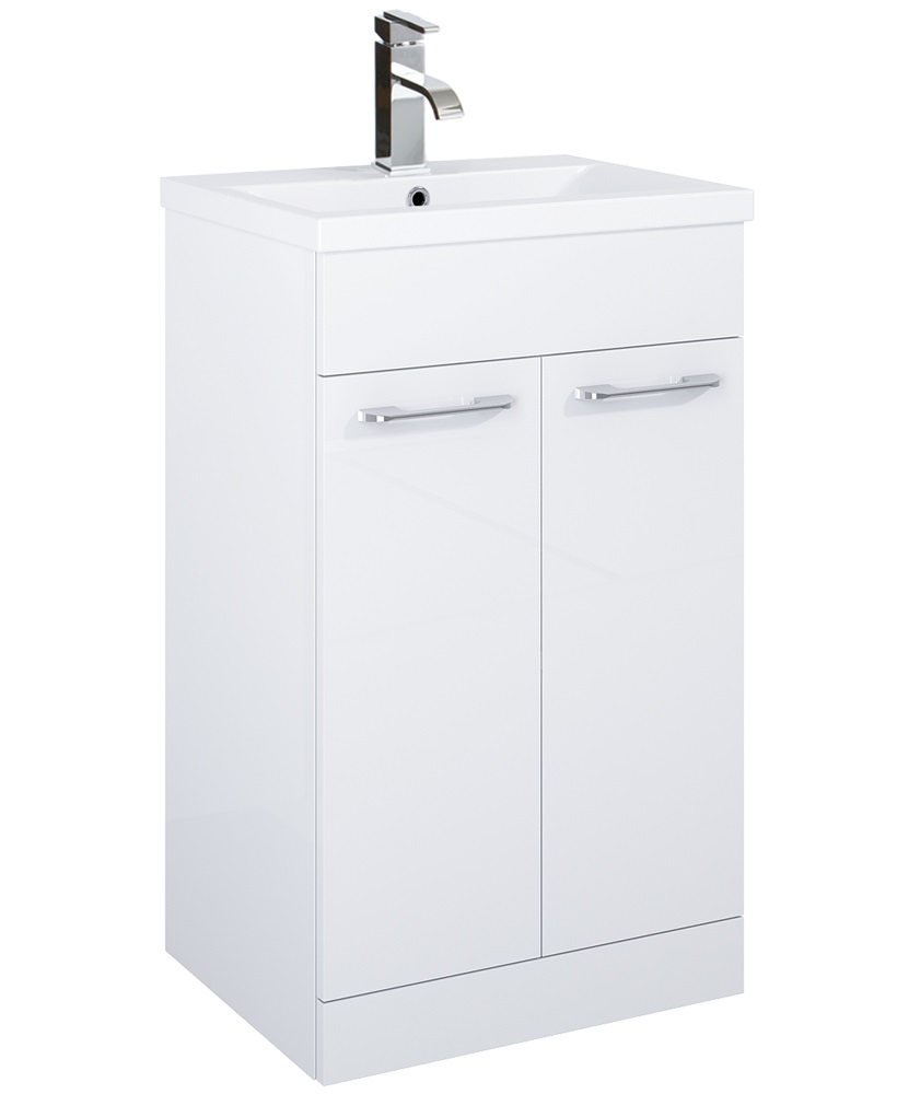 Otto Plus Gloss White 50cm Floor Standing  2 Door Vanity Unit -D39cm