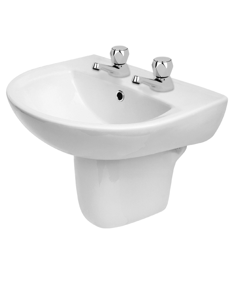 President 50cm Basin 2TH & Semi Pedestal