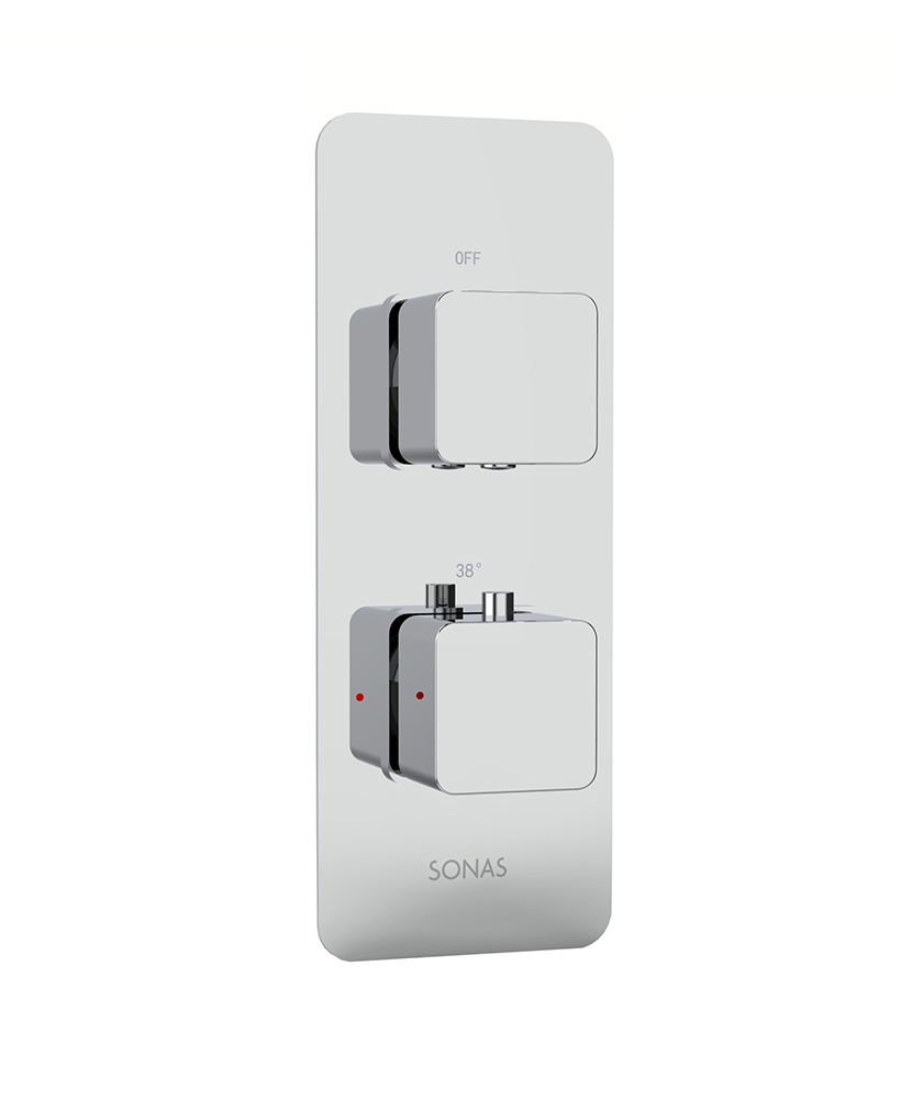 Quantum Soft Square Twin Shower Valve Single Outlet Valve