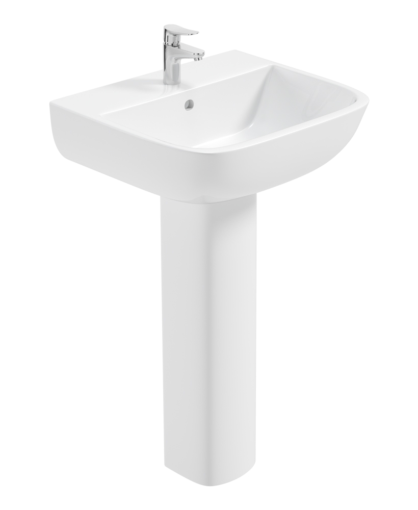 Rubix 52cm Basin 1TH with Full Pedestal