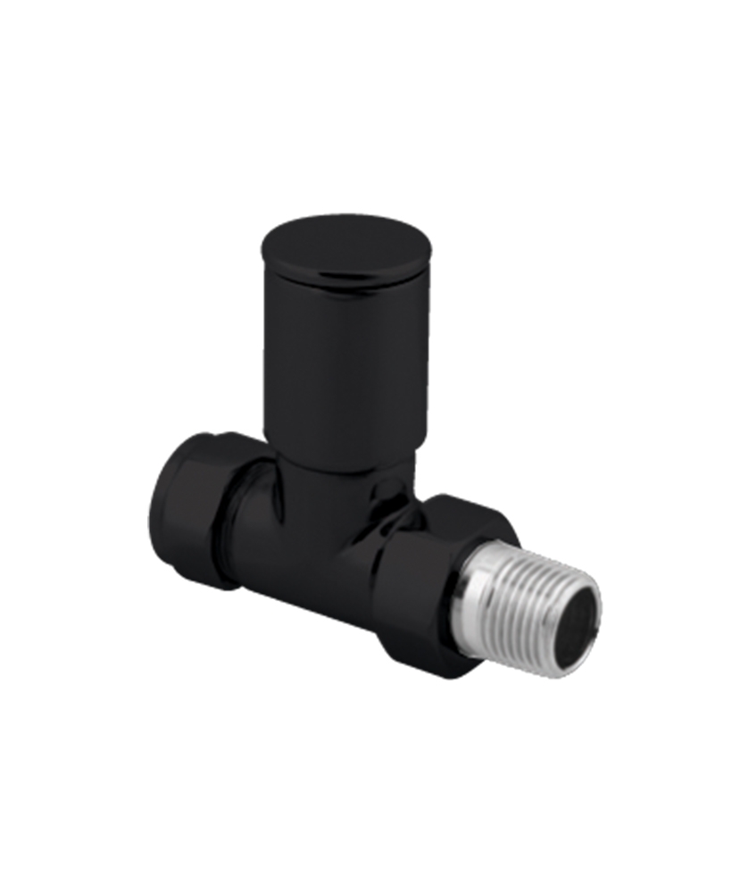 Round Straight Radiator valve Black