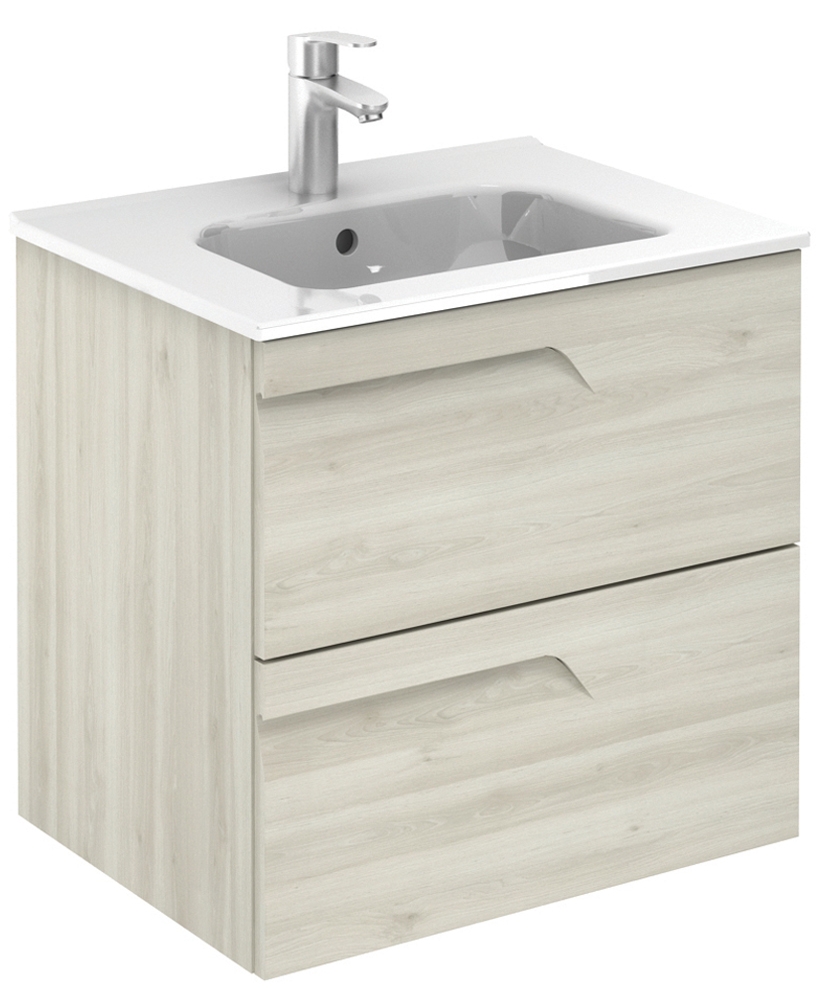 Brava Nature White 60 Wall Hung Vanity Unit and Slim Basin