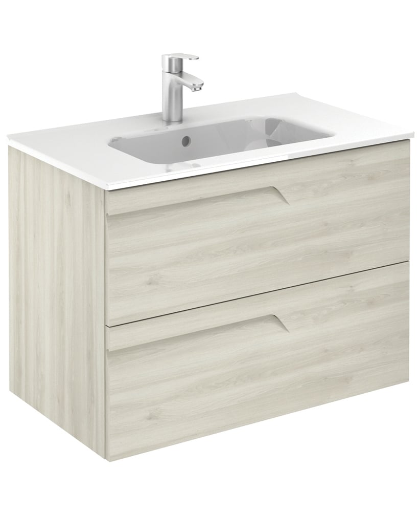 Brava Nature White 80 Wall Hung Vanity Unit and Slim Basin