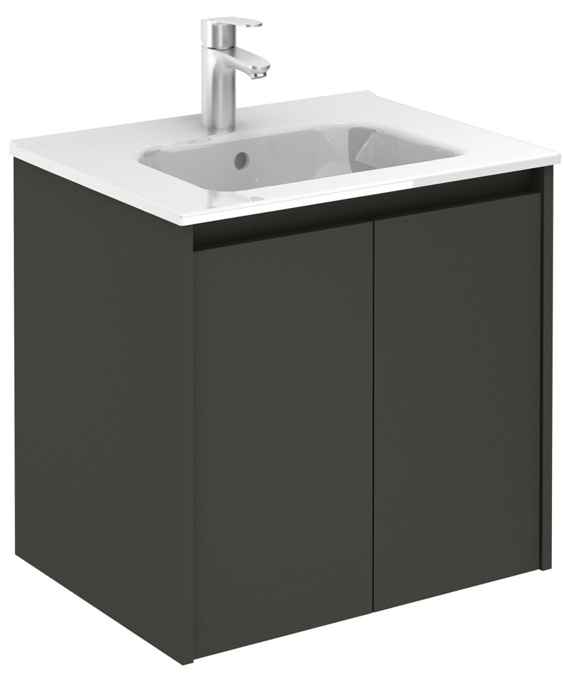 Smart Gloss Grey 60cm Vanity Unit 2 Door and Slim Basin