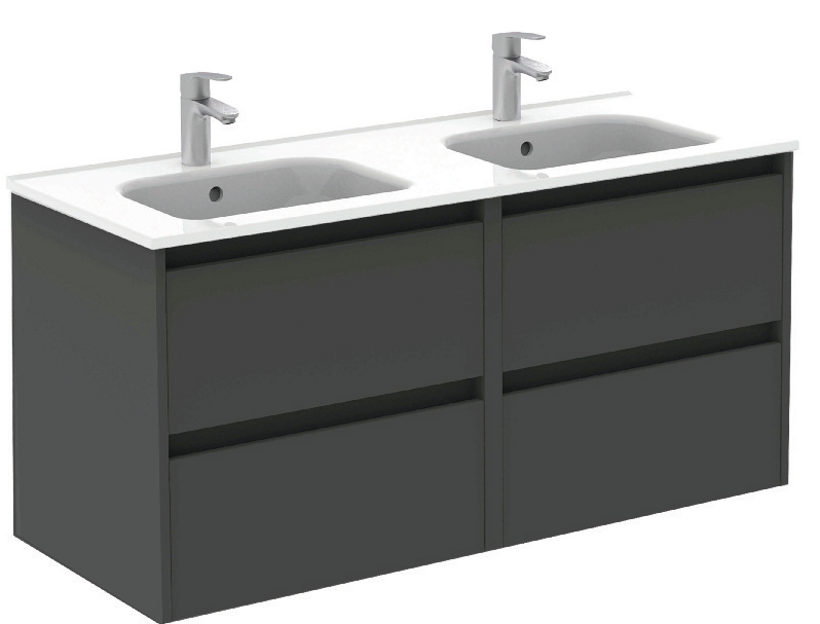 Smart Gloss Grey 4 Drawer 120cm Vanity Unit