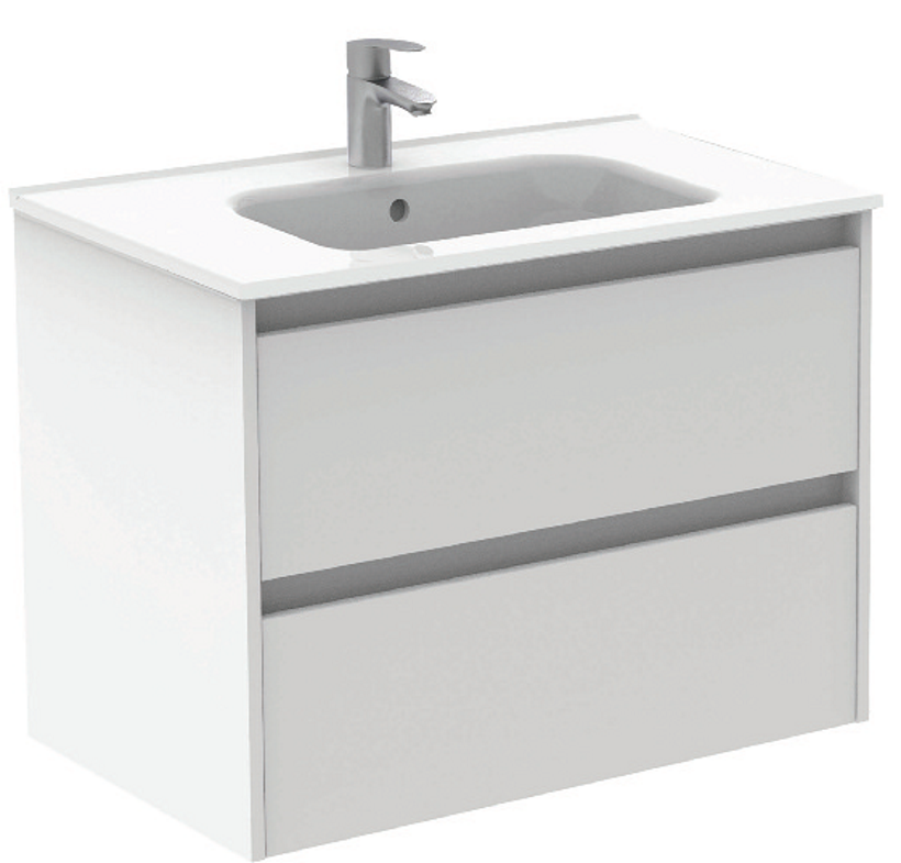 Smart Gloss White 2 Drawer 80cm Vanity Unit