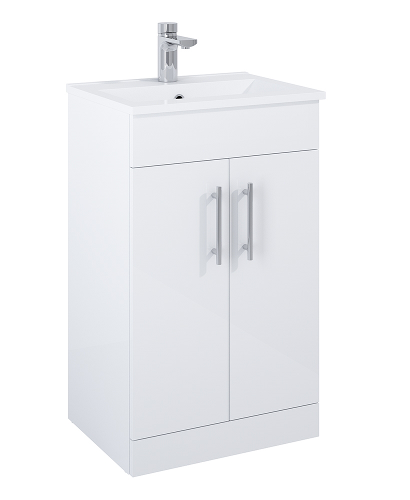 Belmont Square Gloss White 50cm Floor Standing 2 Door Vanity Unit