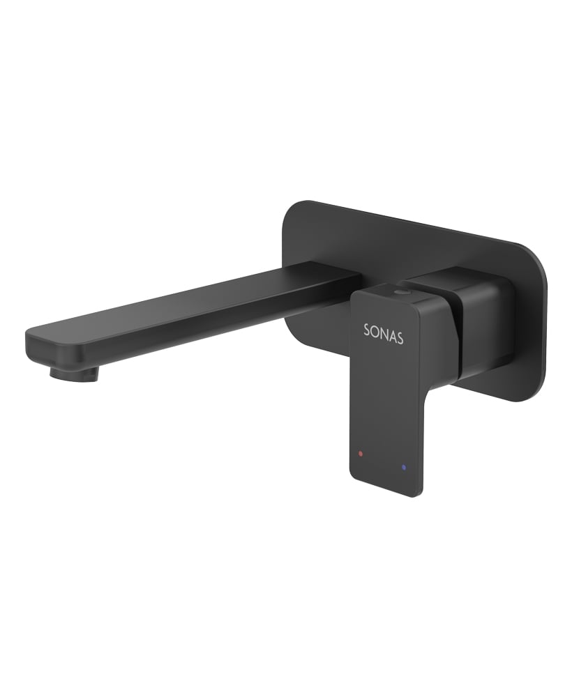 Contour Eco Flow Wall Mounted Basin Mixer Matt Black