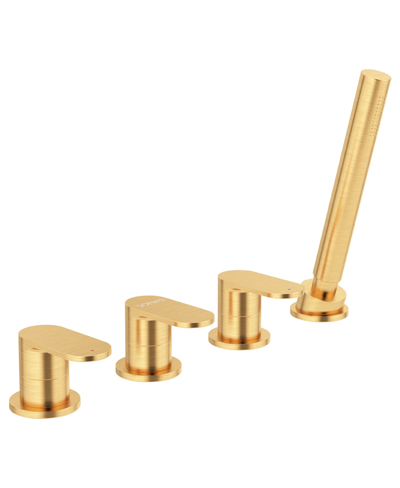 Norfolk 4 Hole Bath Shower Mixer Brushed Gold