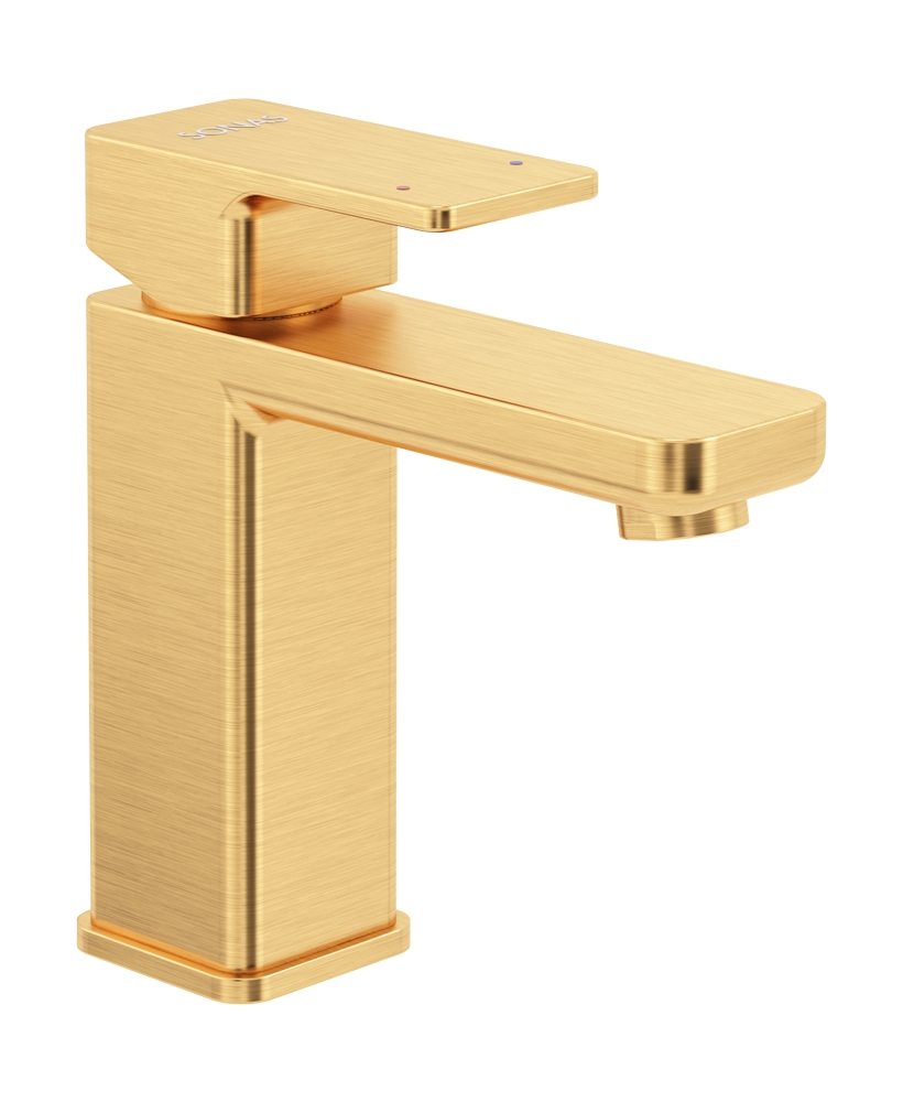 Contour Eco Flow Basin Mixer Brushed Gold