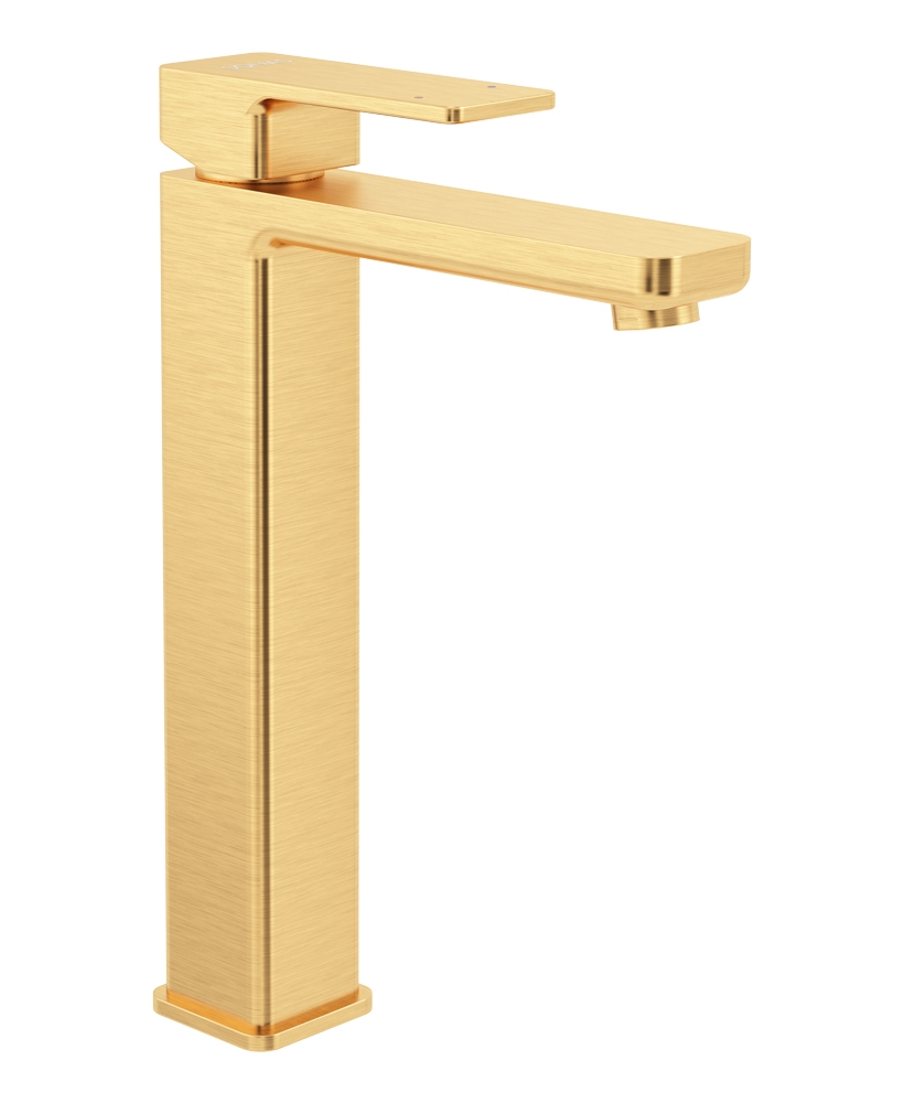 Contour Eco Flow Freestanding Basin Mixer Brushed Gold