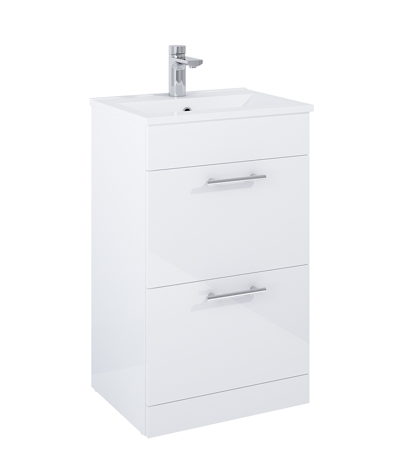 Belmont Square Two Drawer Floor Standing Unit Gloss White 50cm