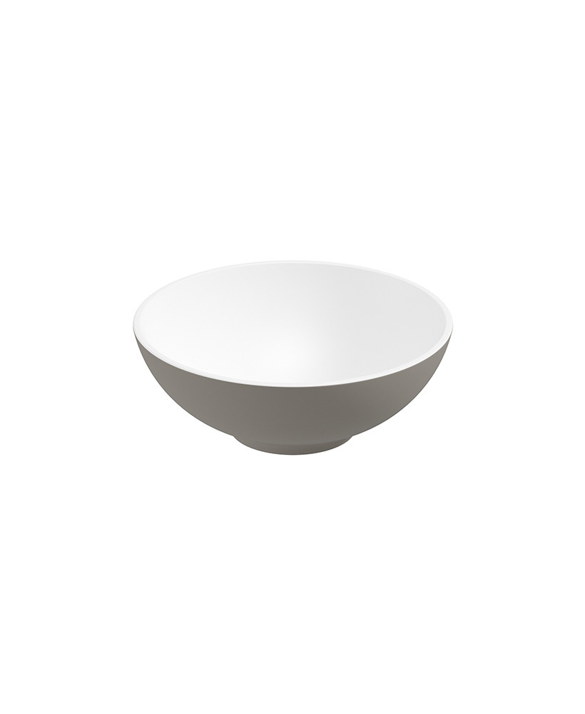 Skal Round Wash Basin 400x150 White - Khaki & Waste