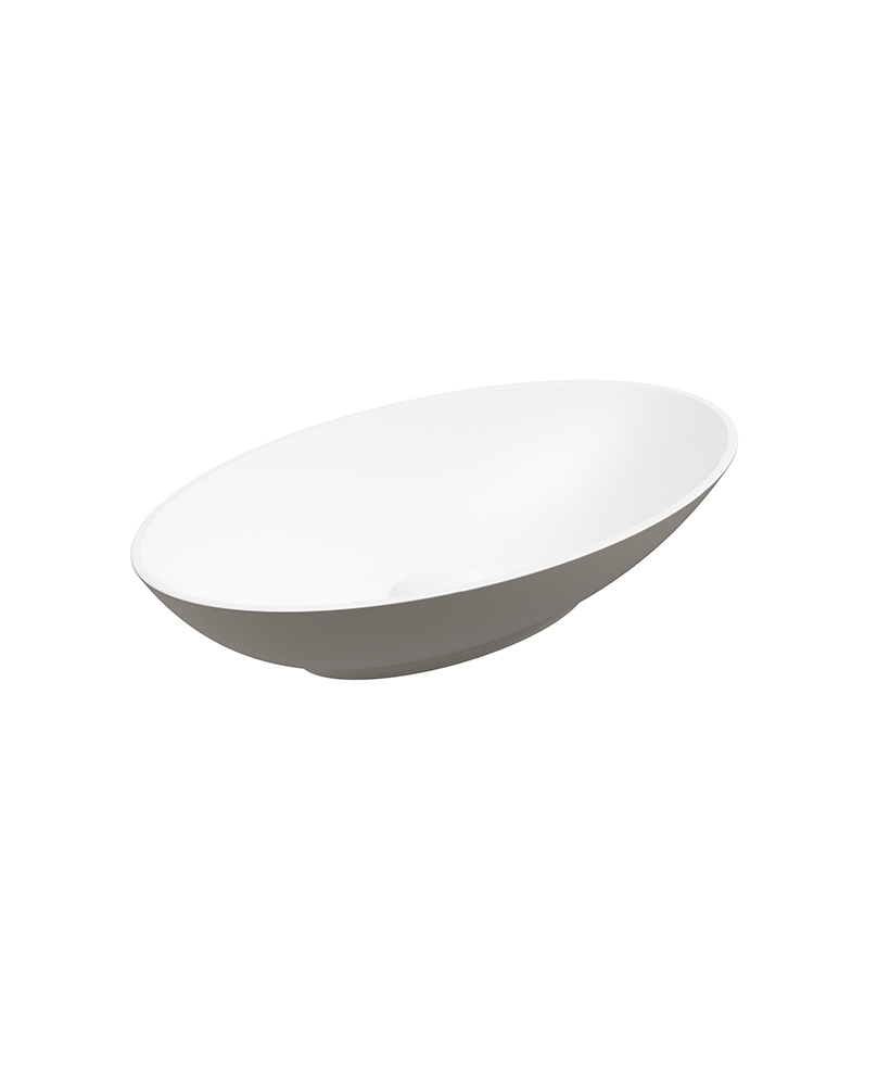 Skal Oval Wash Basin 600x350 White - Khaki & Waste