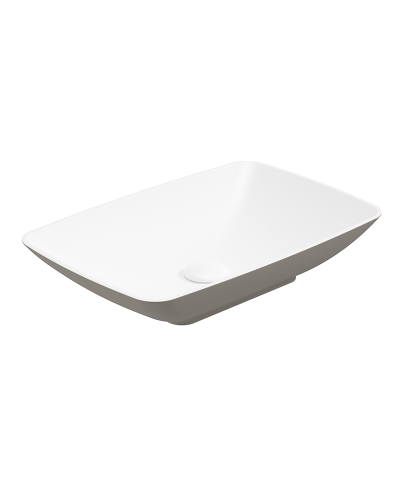 Skal Rectangle Wash Basin 600x400 White - Khaki & Waste