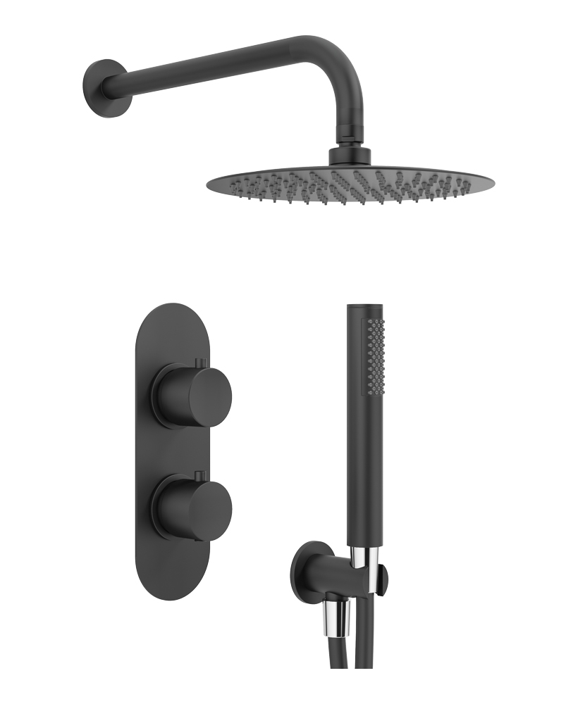 Nero Black Twin Outlet Concealed Shower Kit 