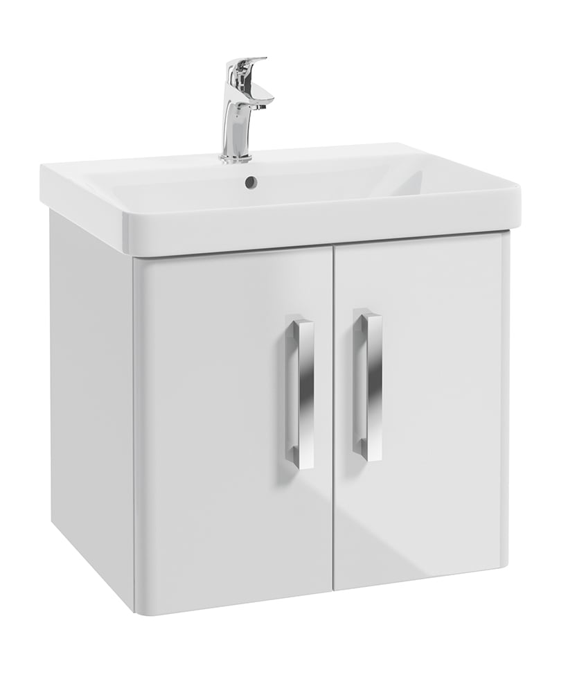 Odeon White Gloss 60cm Wall Hung 2 Door Vanity Unit